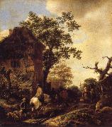 OSTADE, Isaack van The Outskirts of a Village,with a Horseman china oil painting reproduction